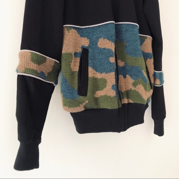 Knit Camo Patchwork Hoodie - Picture 3 of 6